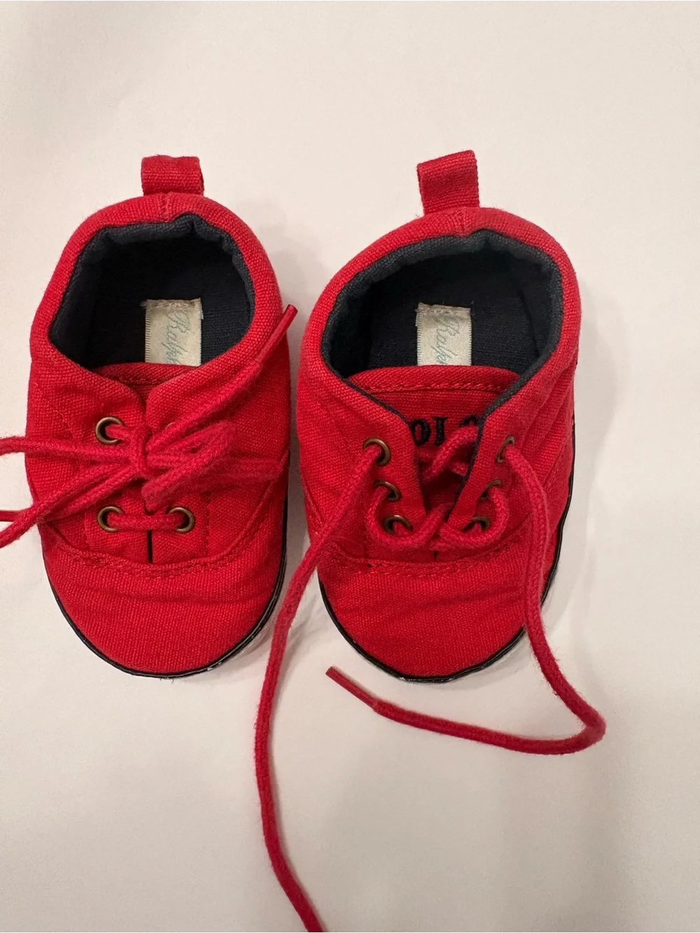 Polo by Ralph Lauren Red Canvas Baby Lace-Up Sneakers